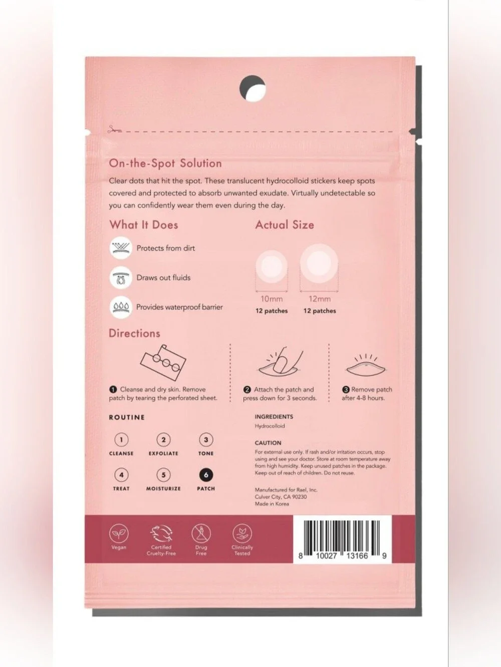 New Rael Beauty Miracle Pimple Patch Invisible Spot Cover for Acne - 24ct
